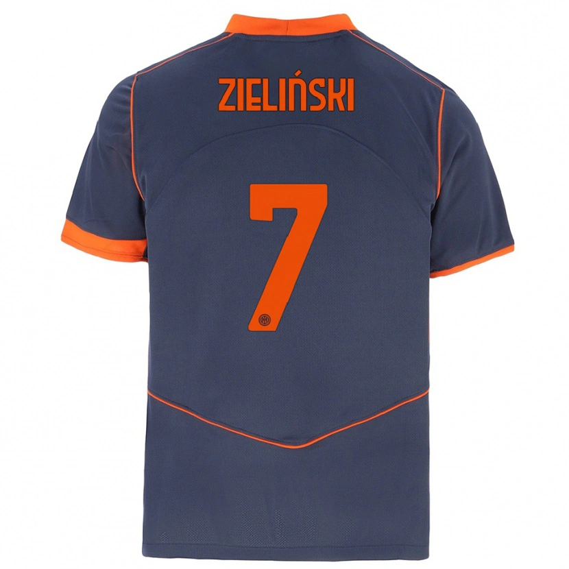 Danxen Kinderen Piotr Zieliński #7 Grijs Oranje Thuisshirt Derde Tenue 2025/26 T-Shirt