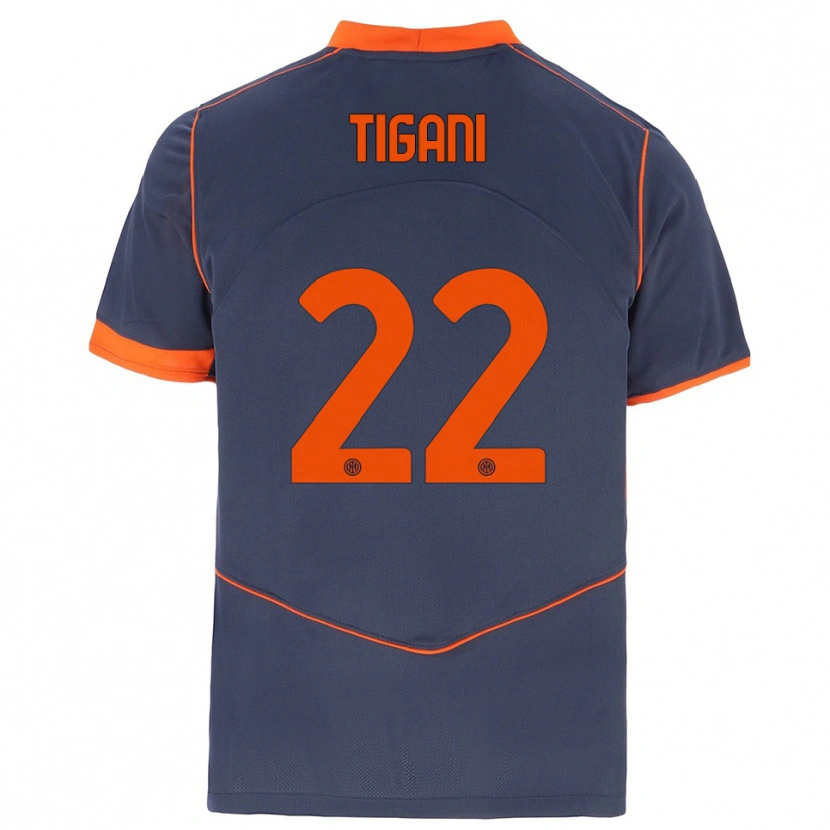 Danxen Kinderen Edoardo Tigani #22 Grijs Oranje Thuisshirt Derde Tenue 2025/26 T-Shirt