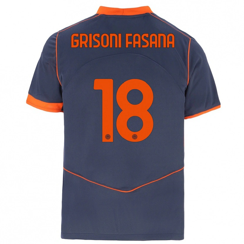 Danxen Kinderen Marco Grisoni Fasana #18 Grijs Oranje Thuisshirt Derde Tenue 2025/26 T-Shirt