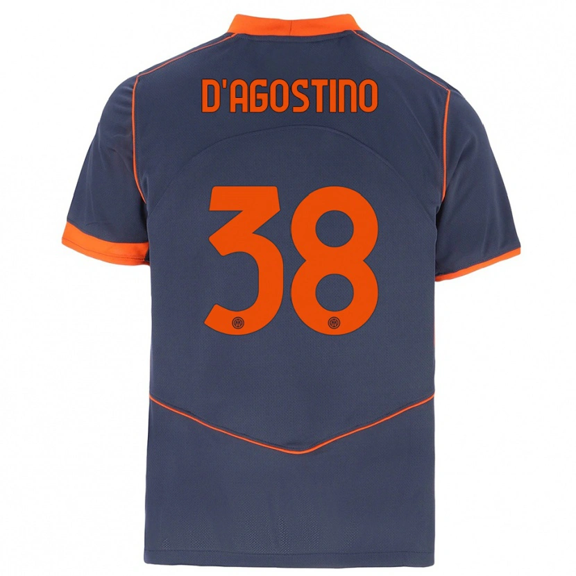Danxen Kinderen Giovanni D'agostino #38 Grijs Oranje Thuisshirt Derde Tenue 2025/26 T-Shirt