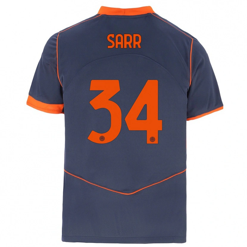 Danxen Kinderen Amadou Sarr #34 Grijs Oranje Thuisshirt Derde Tenue 2025/26 T-Shirt