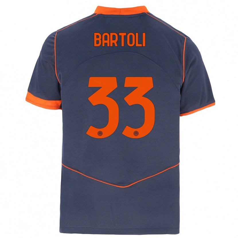 Danxen Kinderen Elisa Bartoli #33 Grijs Oranje Thuisshirt Derde Tenue 2025/26 T-Shirt