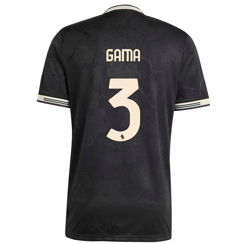 Danxen Kinderen Sara Gama #3 Zwart Wit Groen Thuisshirt Derde Tenue 2025/26 T-Shirt