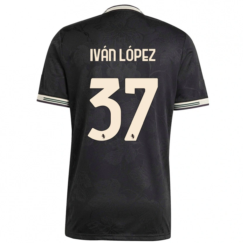 Danxen Kinderen Iván López #37 Zwart Wit Groen Thuisshirt Derde Tenue 2025/26 T-Shirt