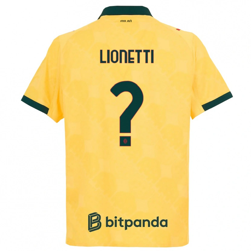 Danxen Kinderen Francesco Lionetti #0 Geel Zwart Thuisshirt Derde Tenue 2025/26 T-Shirt