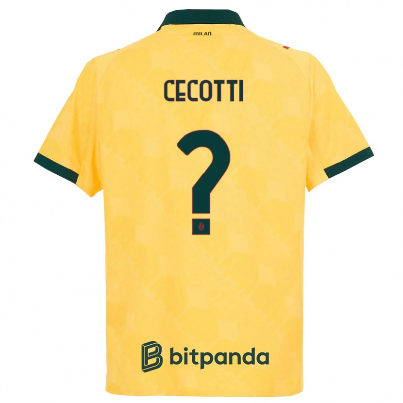 Danxen Kinderen Tommaso Cecotti #0 Geel Zwart Thuisshirt Derde Tenue 2025/26 T-Shirt