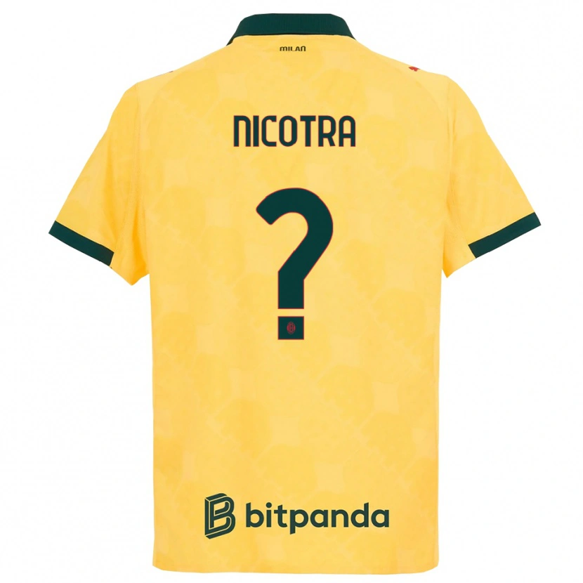 Danxen Kinderen Riccardo Nicotra #0 Geel Zwart Thuisshirt Derde Tenue 2025/26 T-Shirt
