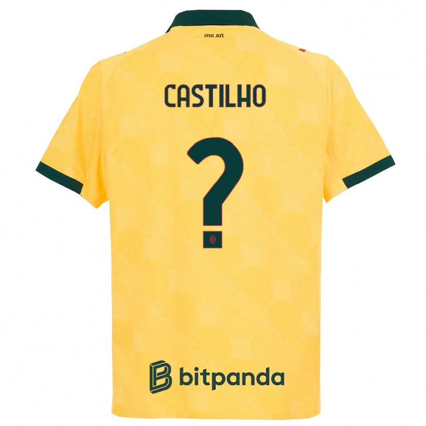 Danxen Kinderen Estevan Amaral Castilho #0 Geel Zwart Thuisshirt Derde Tenue 2025/26 T-Shirt