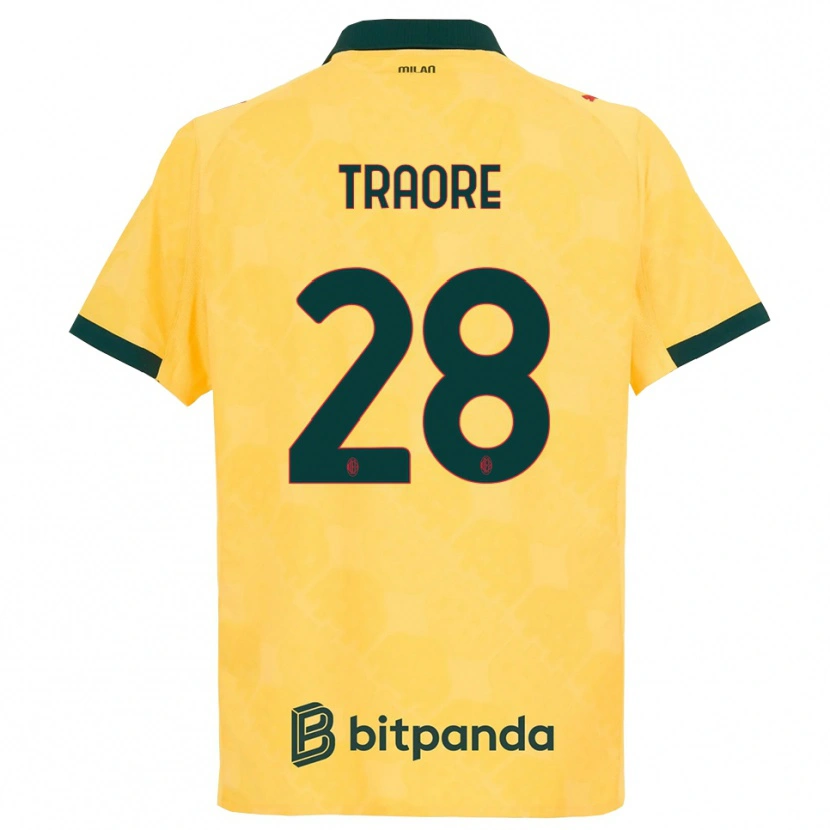 Danxen Kinderen Chaka Traorè #28 Geel Zwart Thuisshirt Derde Tenue 2025/26 T-Shirt