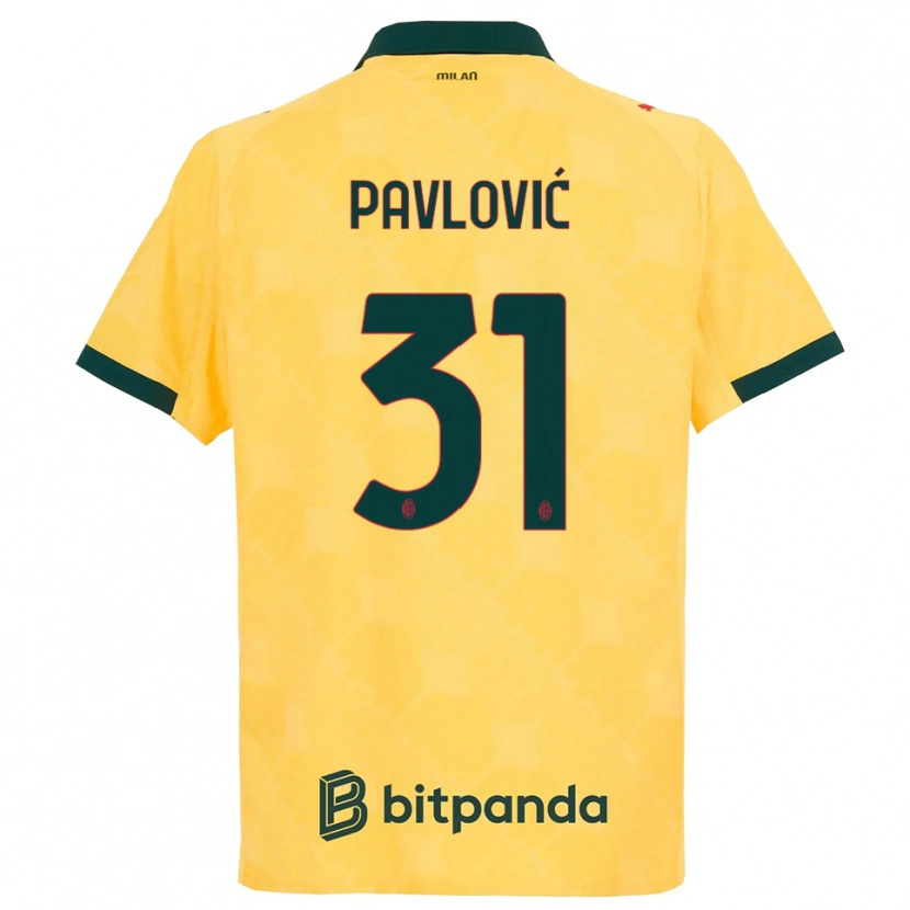 Danxen Kinderen Strahinja Pavlović #31 Geel Zwart Thuisshirt Derde Tenue 2025/26 T-Shirt
