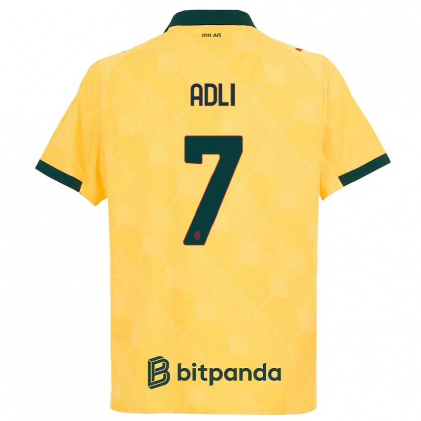 Danxen Kinderen Yacine Adli #7 Geel Zwart Thuisshirt Derde Tenue 2025/26 T-Shirt