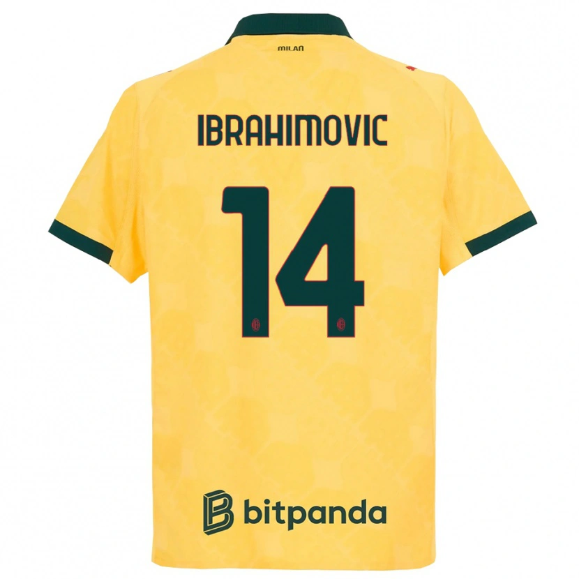 Danxen Kinderen Vincent Ibrahimović #14 Geel Zwart Thuisshirt Derde Tenue 2025/26 T-Shirt