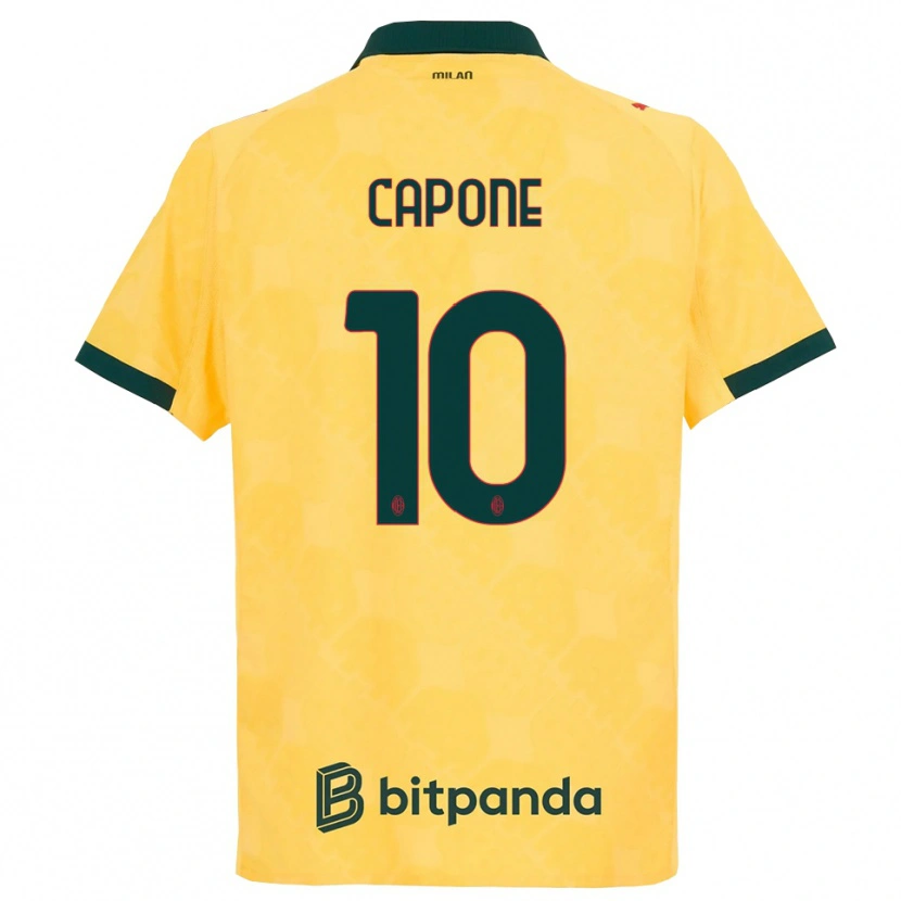 Danxen Kinderen Andrea Capone #10 Geel Zwart Thuisshirt Derde Tenue 2025/26 T-Shirt
