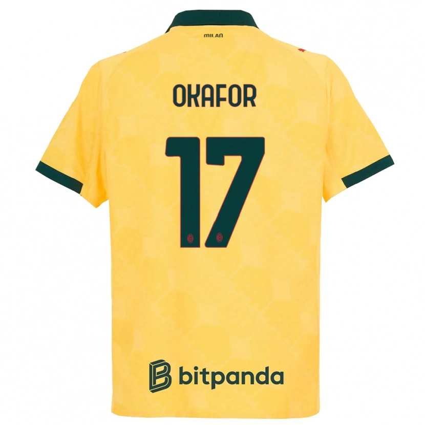 Danxen Kinderen Noah Okafor #17 Geel Zwart Thuisshirt Derde Tenue 2025/26 T-Shirt