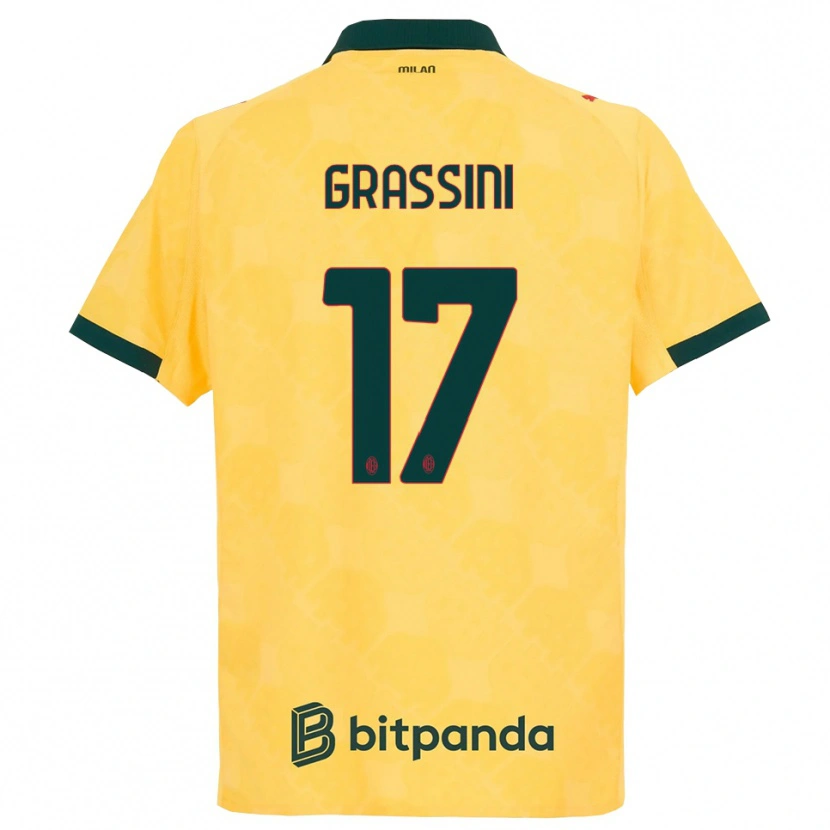 Danxen Kinderen Riccardo Grassini #17 Geel Zwart Thuisshirt Derde Tenue 2025/26 T-Shirt