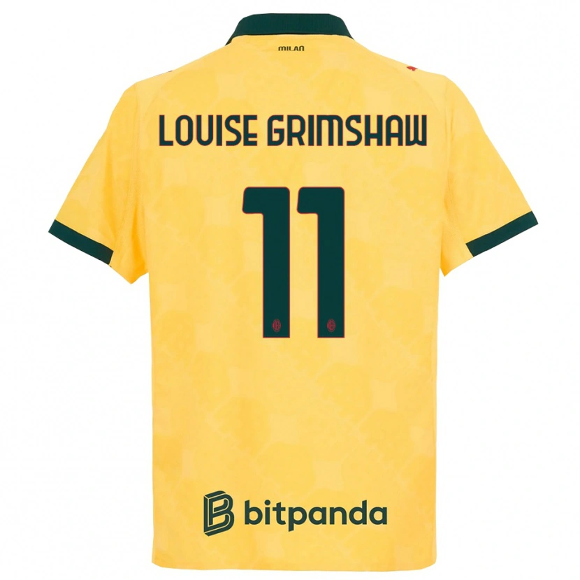 Danxen Kinderen Christy Louise Grimshaw #11 Geel Zwart Thuisshirt Derde Tenue 2025/26 T-Shirt