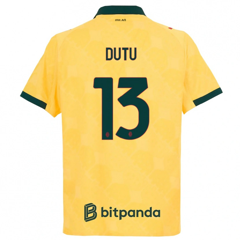 Danxen Kinderen Matteo Duțu #13 Geel Zwart Thuisshirt Derde Tenue 2025/26 T-Shirt