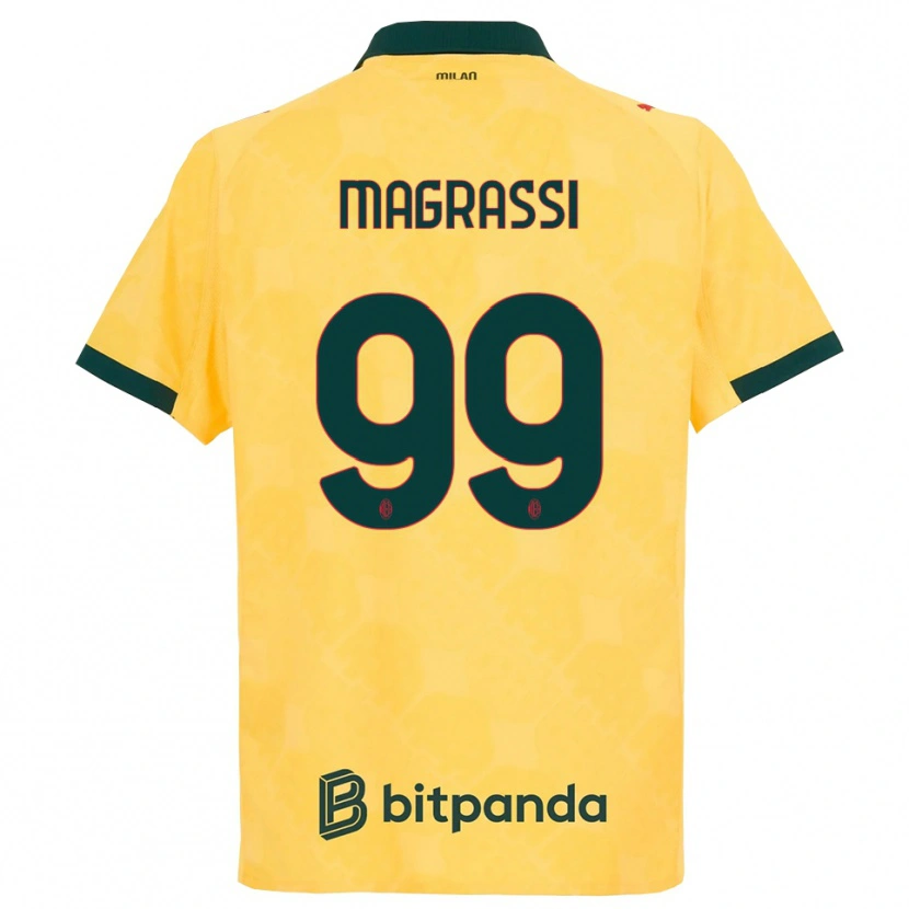 Danxen Kinderen Andrea Magrassi #99 Geel Zwart Thuisshirt Derde Tenue 2025/26 T-Shirt