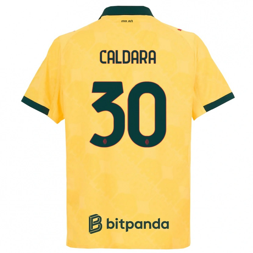 Danxen Kinderen Mattia Caldara #30 Geel Zwart Thuisshirt Derde Tenue 2025/26 T-Shirt