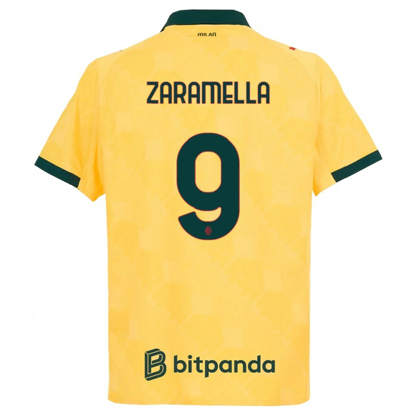 Danxen Kinderen Mattia Zaramella #9 Geel Zwart Thuisshirt Derde Tenue 2025/26 T-Shirt
