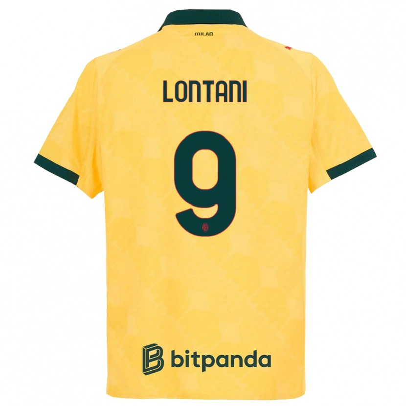 Danxen Kinderen Simone Lontani #9 Geel Zwart Thuisshirt Derde Tenue 2025/26 T-Shirt