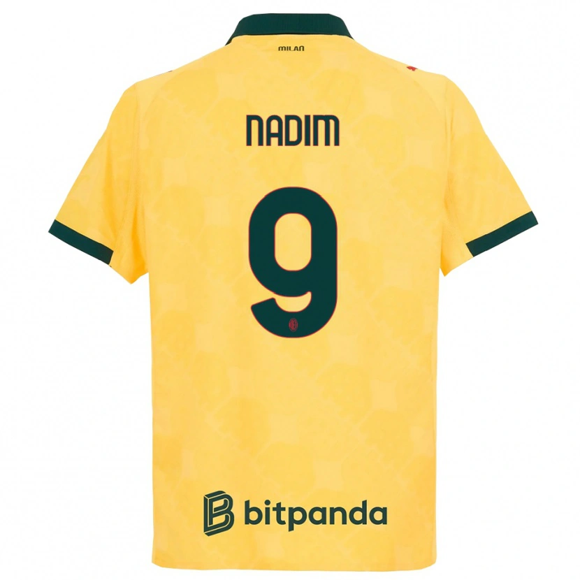 Danxen Kinderen Nadia Nadim #9 Geel Zwart Thuisshirt Derde Tenue 2025/26 T-Shirt