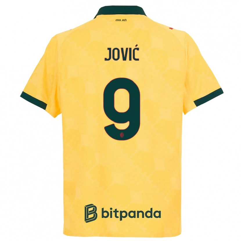 Danxen Kinderen Luka Jovic #9 Geel Zwart Thuisshirt Derde Tenue 2025/26 T-Shirt