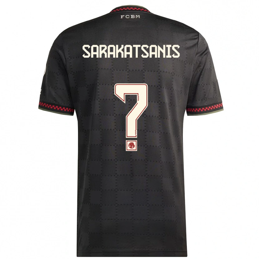 Danxen Kinderen Angelos Sarakatsanis #0 Zwart Wit Thuisshirt Derde Tenue 2025/26 T-Shirt