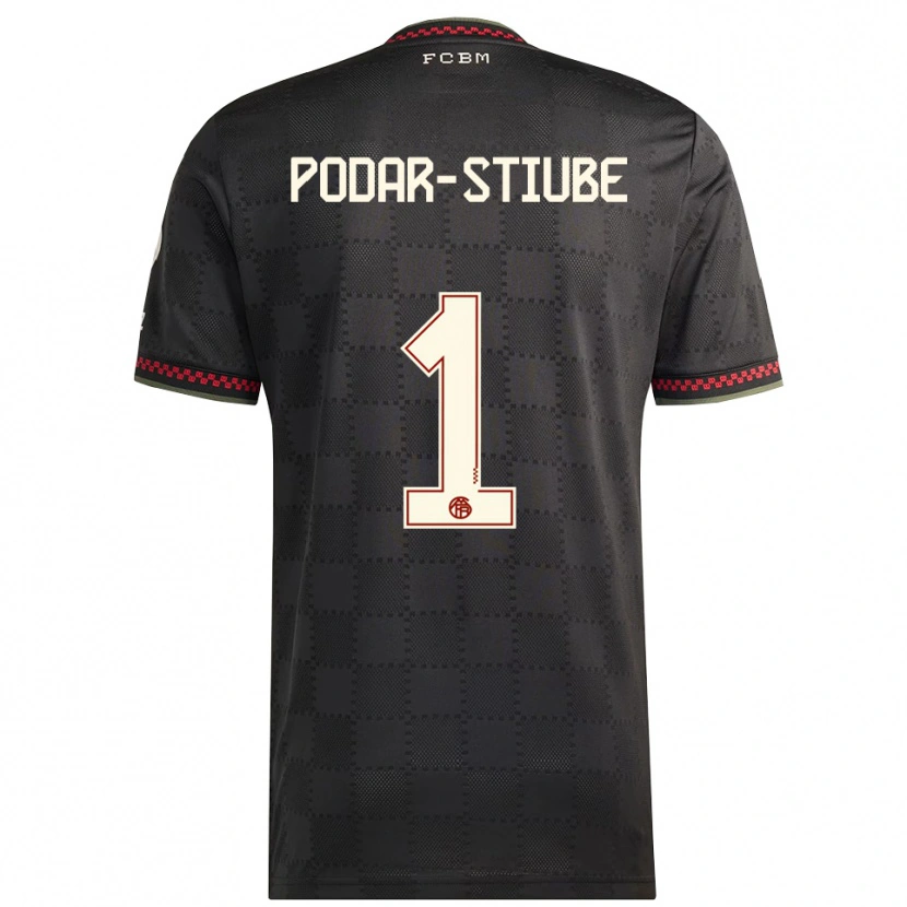 Danxen Kinderen David Podar-Stiube #1 Zwart Wit Thuisshirt Derde Tenue 2025/26 T-Shirt