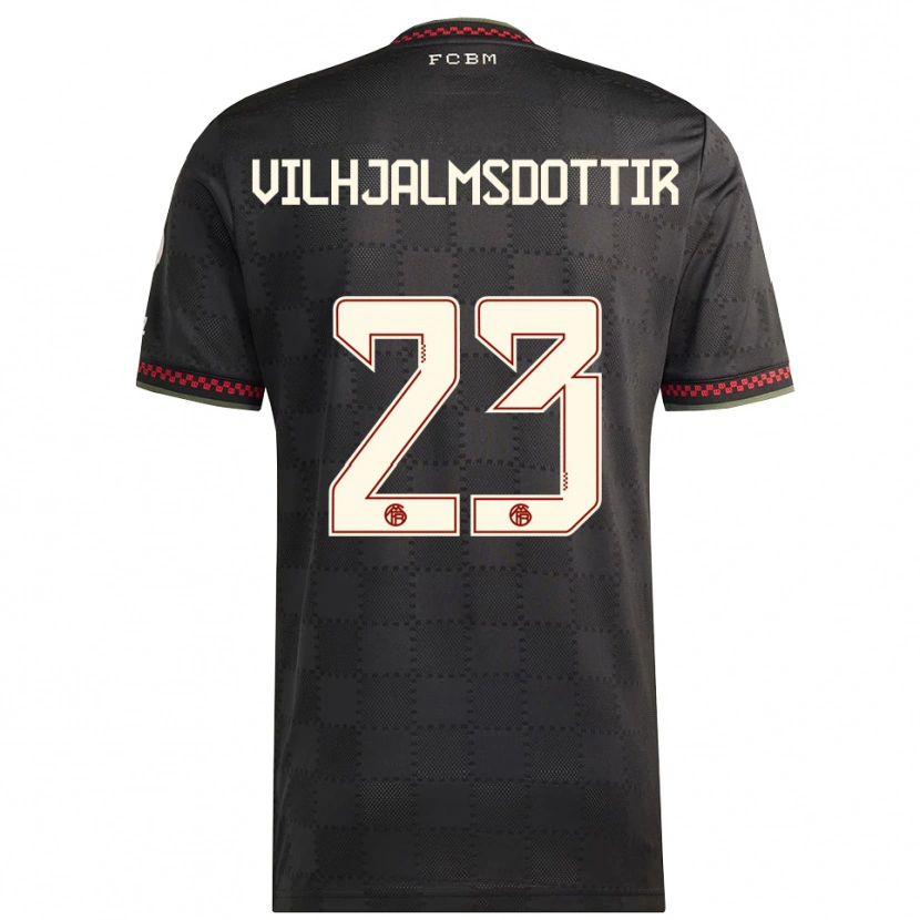 Danxen Kinderen Karolina Lea Vilhjalmsdottir #23 Zwart Wit Thuisshirt Derde Tenue 2025/26 T-Shirt