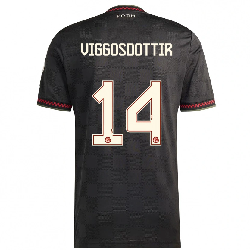 Danxen Kinderen Glodis Perla Viggosdottir #14 Zwart Wit Thuisshirt Derde Tenue 2025/26 T-Shirt