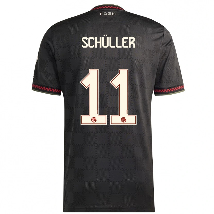 Danxen Kinderen Lea Schüller #11 Zwart Wit Thuisshirt Derde Tenue 2025/26 T-Shirt