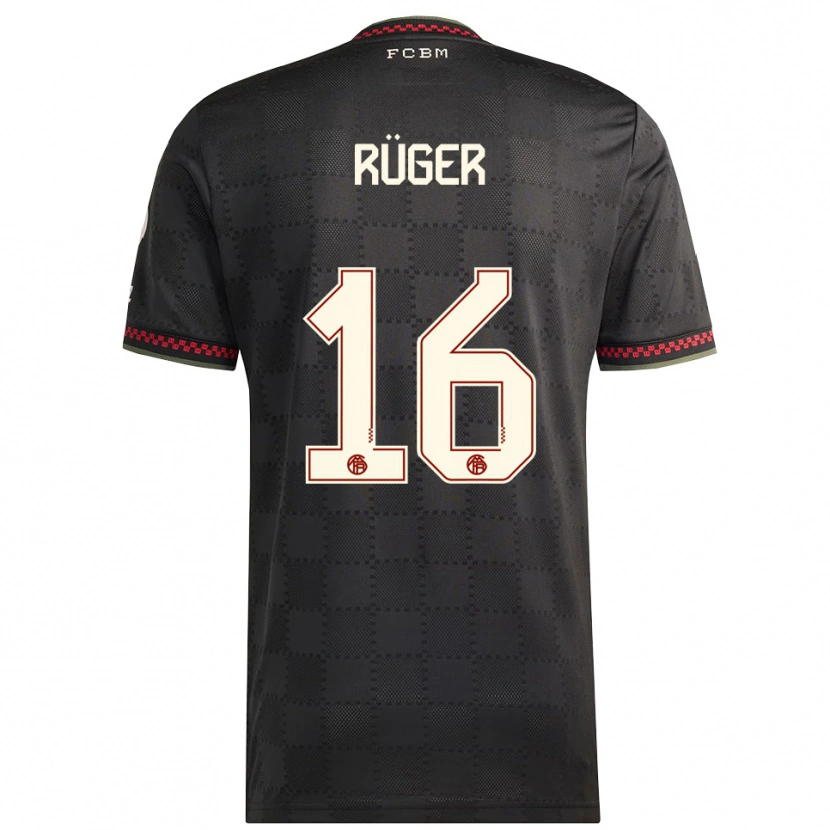 Danxen Kinderen Kurt Rüger #16 Zwart Wit Thuisshirt Derde Tenue 2025/26 T-Shirt