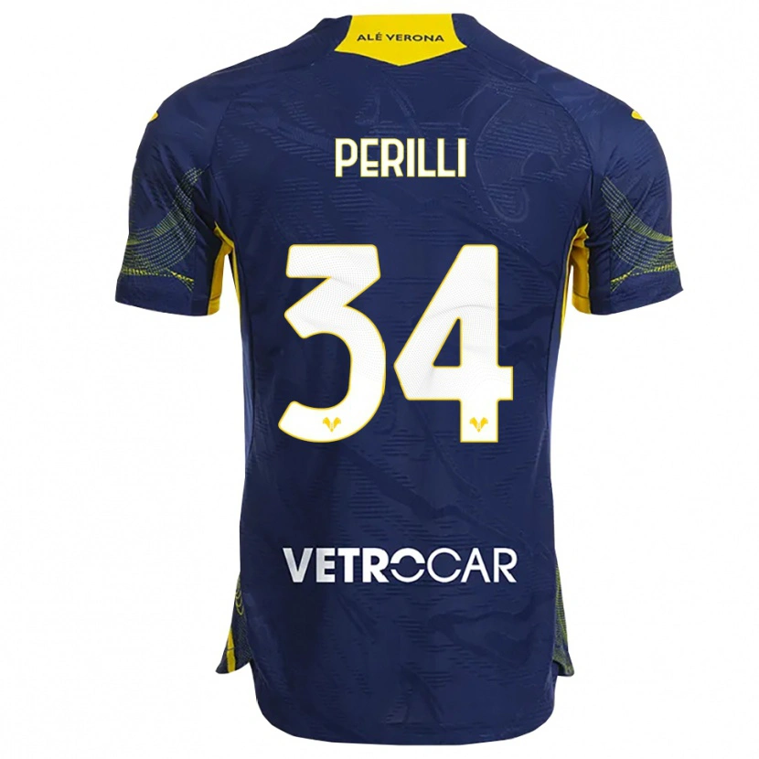 Danxen Heren Simone Perilli #34 Marineblauw Geel Thuisshirt Thuistenue 2025/26 T-Shirt