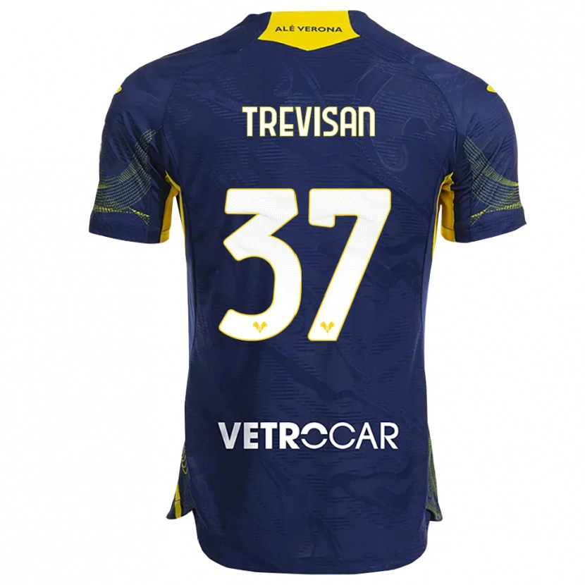 Danxen Heren Michael Trevisan #37 Marineblauw Geel Thuisshirt Thuistenue 2025/26 T-Shirt