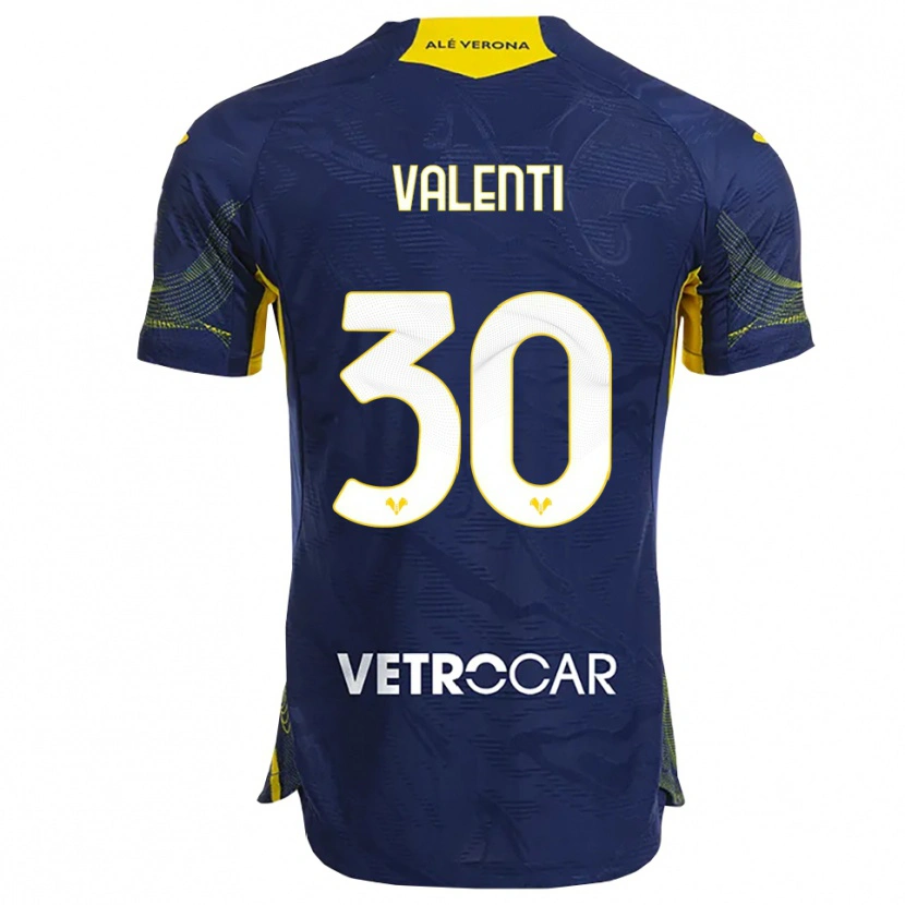 Danxen Heren Francesco Valenti #30 Marineblauw Geel Thuisshirt Thuistenue 2025/26 T-Shirt