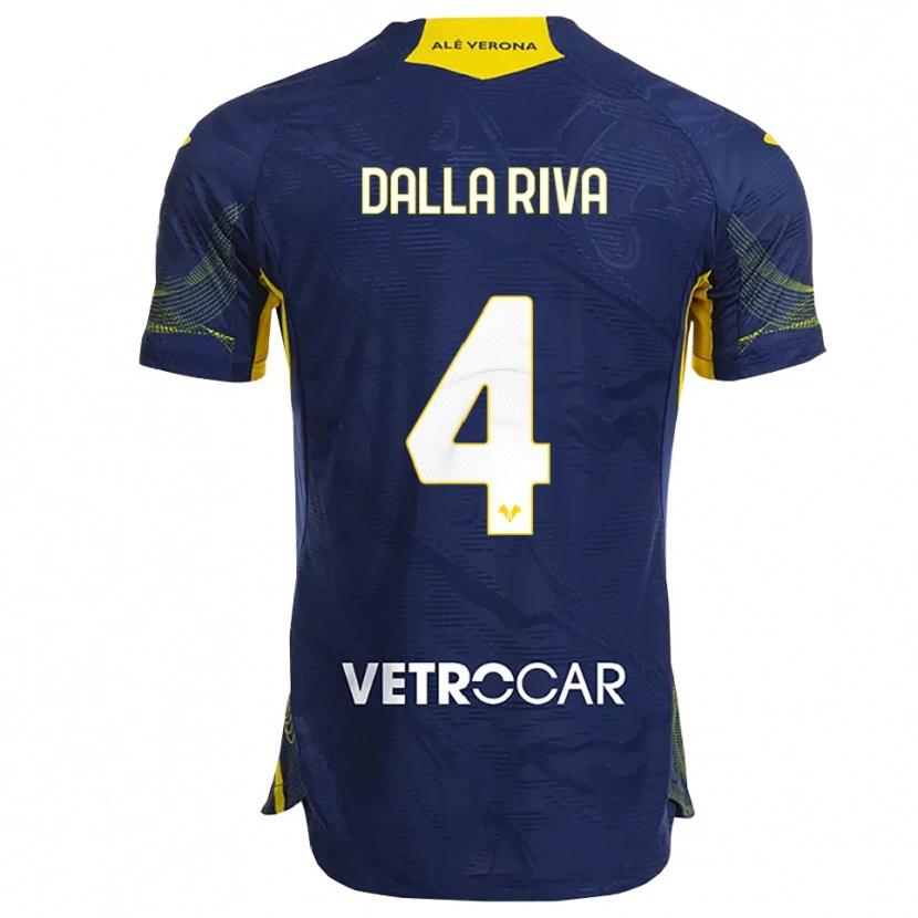 Danxen Heren Stefano Dalla Riva #4 Marineblauw Geel Thuisshirt Thuistenue 2025/26 T-Shirt