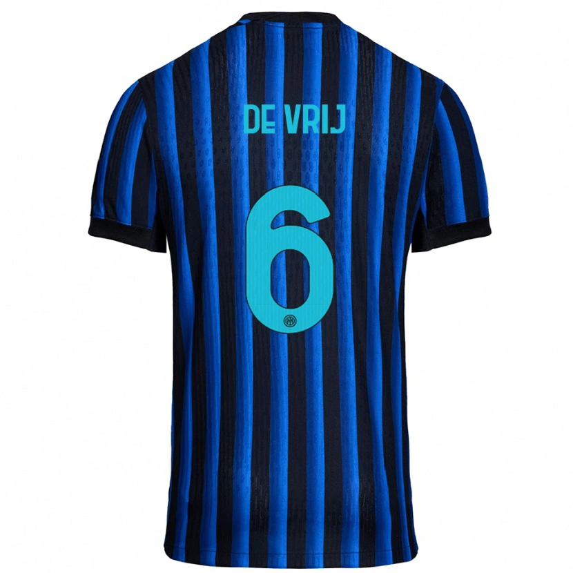 Danxen Heren Stefan De Vrij #6 Zwart Blauw Thuisshirt Thuistenue 2025/26 T-Shirt