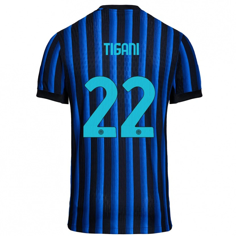 Danxen Heren Edoardo Tigani #22 Zwart Blauw Thuisshirt Thuistenue 2025/26 T-Shirt