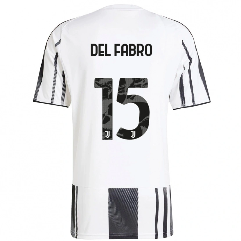Danxen Heren Jacopo Del Fabro #15 Wit Zwart Thuisshirt Thuistenue 2025/26 T-Shirt