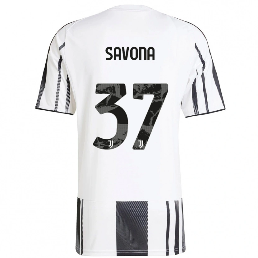 Danxen Heren Nicolò Savona #37 Wit Zwart Thuisshirt Thuistenue 2025/26 T-Shirt