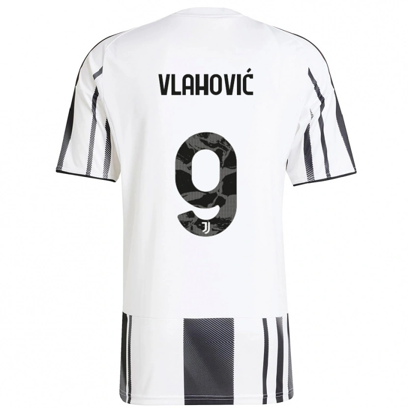 Danxen Heren Dušan Vlahović #9 Wit Zwart Thuisshirt Thuistenue 2025/26 T-Shirt