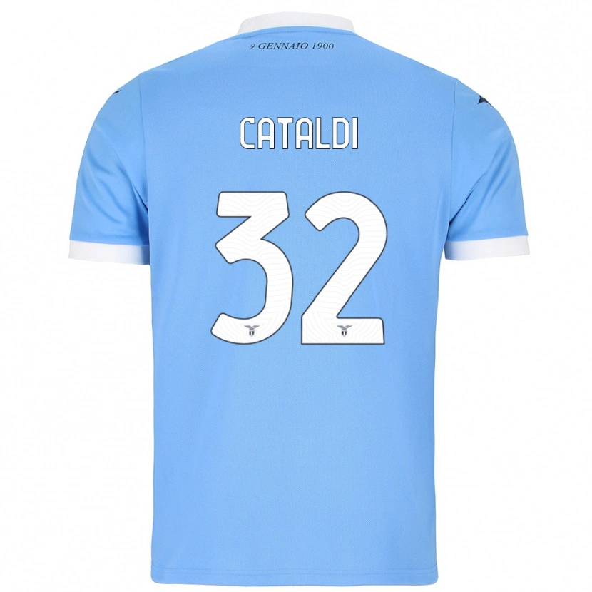 Danxen Heren Danilo Cataldi #32 Hemelblauw Wit Thuisshirt Thuistenue 2025/26 T-Shirt