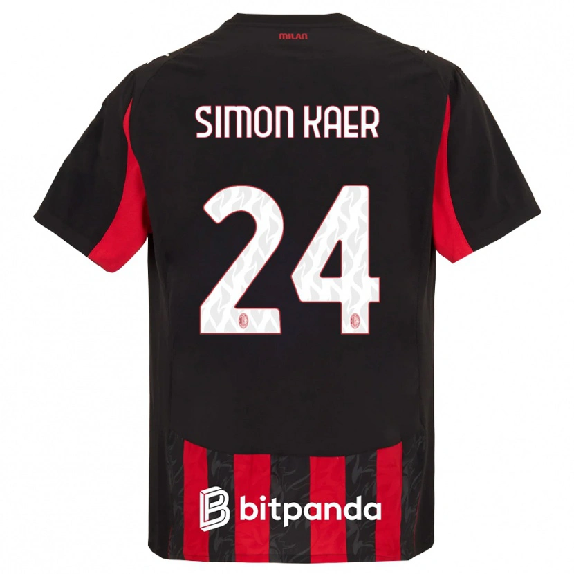Danxen Heren Simon Kaer #24 Rood Zwart Thuisshirt Thuistenue 2025/26 T-Shirt