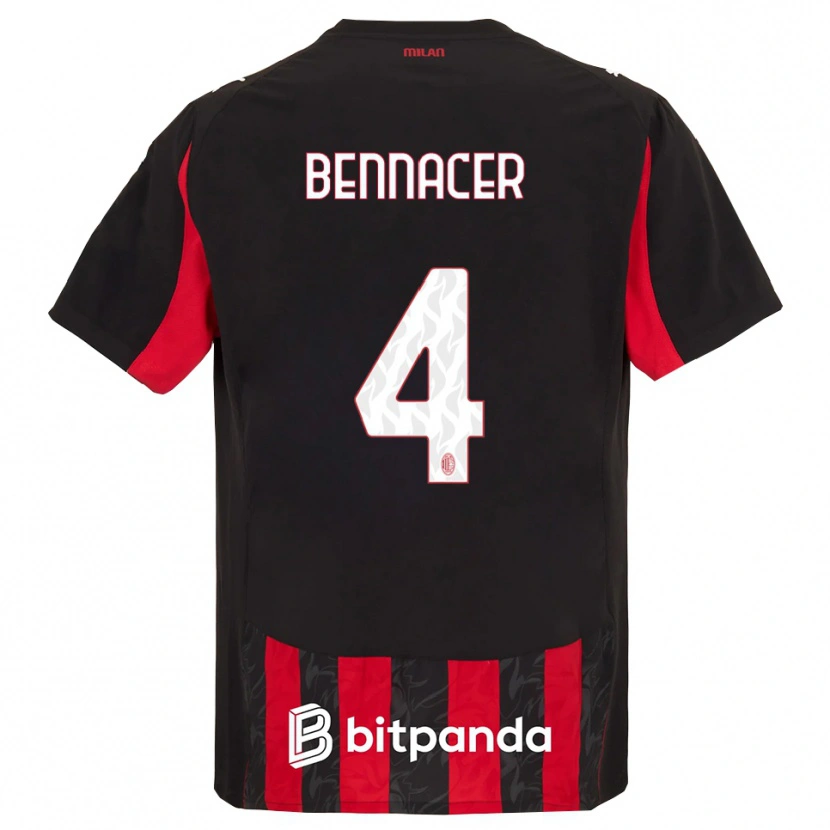 Danxen Heren Ismaël Bennacer #4 Rood Zwart Thuisshirt Thuistenue 2025/26 T-Shirt