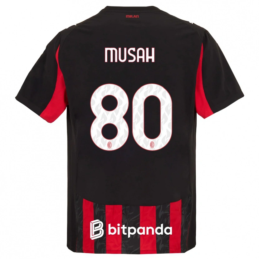 Danxen Heren Yunus Musah #80 Rood Zwart Thuisshirt Thuistenue 2025/26 T-Shirt