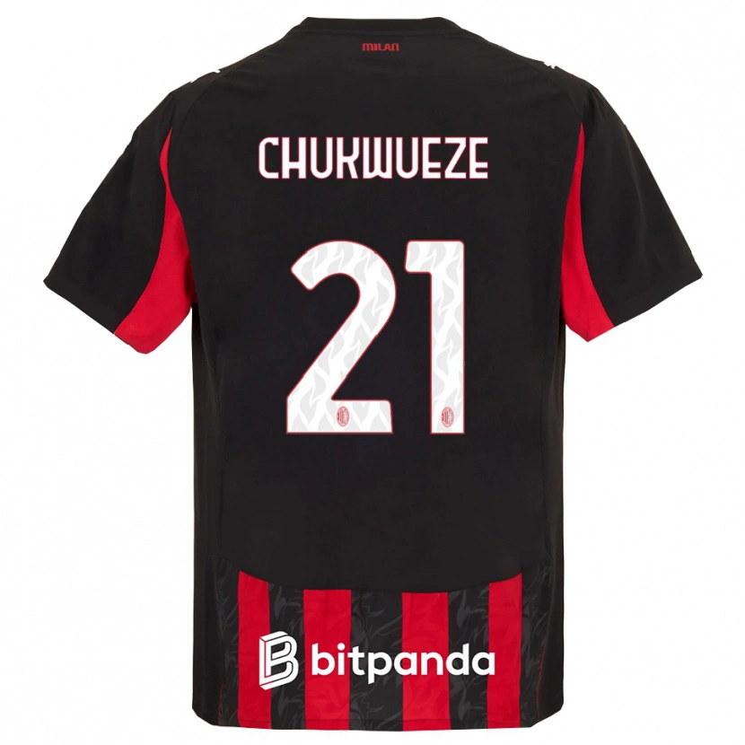 Danxen Heren Samuel Chukwueze #21 Rood Zwart Thuisshirt Thuistenue 2025/26 T-Shirt