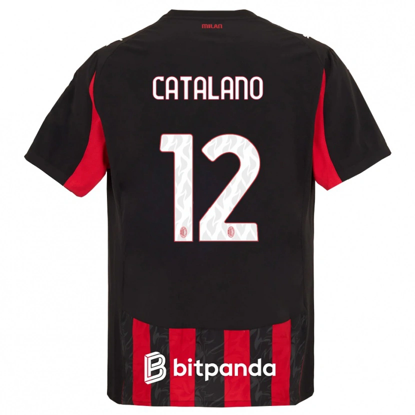 Danxen Heren Alessio Catalano #12 Rood Zwart Thuisshirt Thuistenue 2025/26 T-Shirt