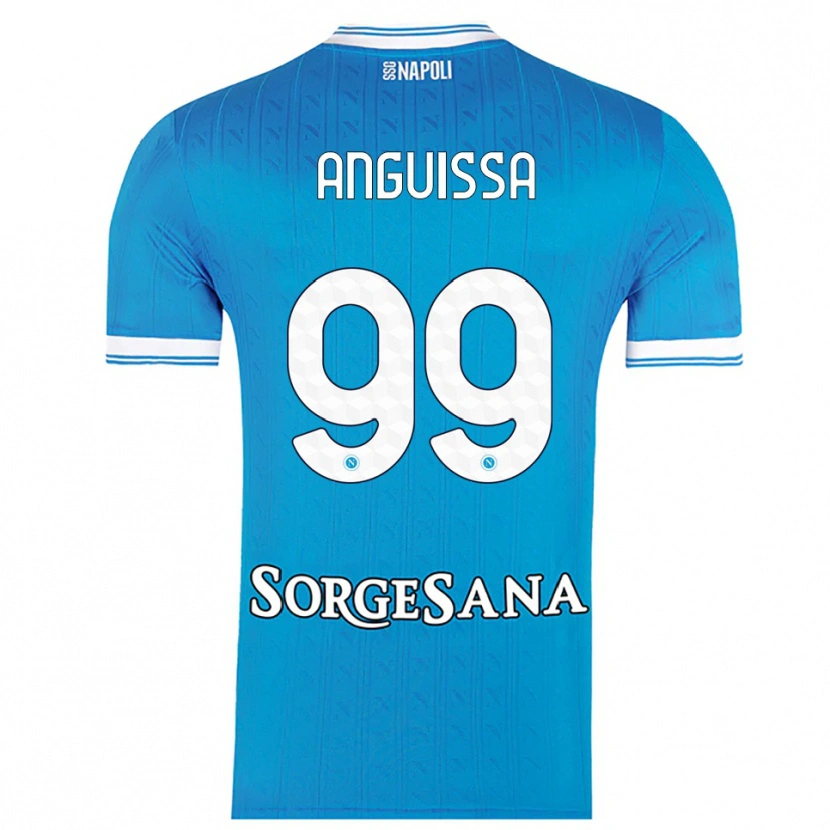 Danxen Heren Frank Anguissa #99 Hemelblauw Wit Thuisshirt Thuistenue 2025/26 T-Shirt