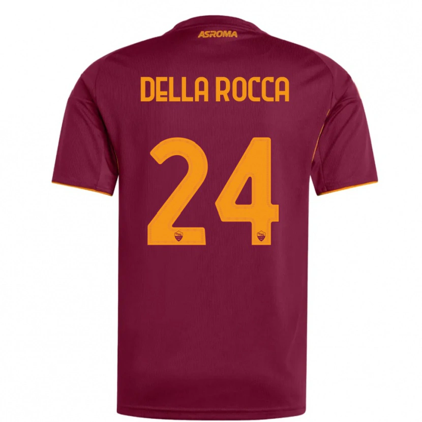 Danxen Heren Mattia Della Rocca #24 Bourgondisch Oranje Thuisshirt Thuistenue 2025/26 T-Shirt